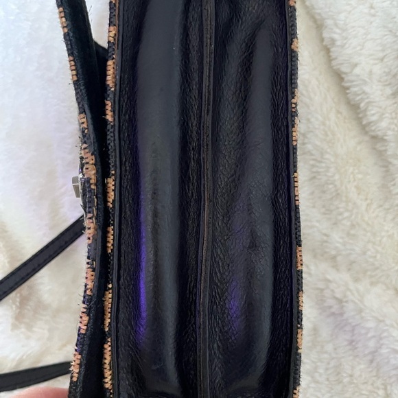 Patricia Nash Black and Tan Handcrafted Straw and Leather Crossbody Bag 9x61/2 - Picture 8 of 12